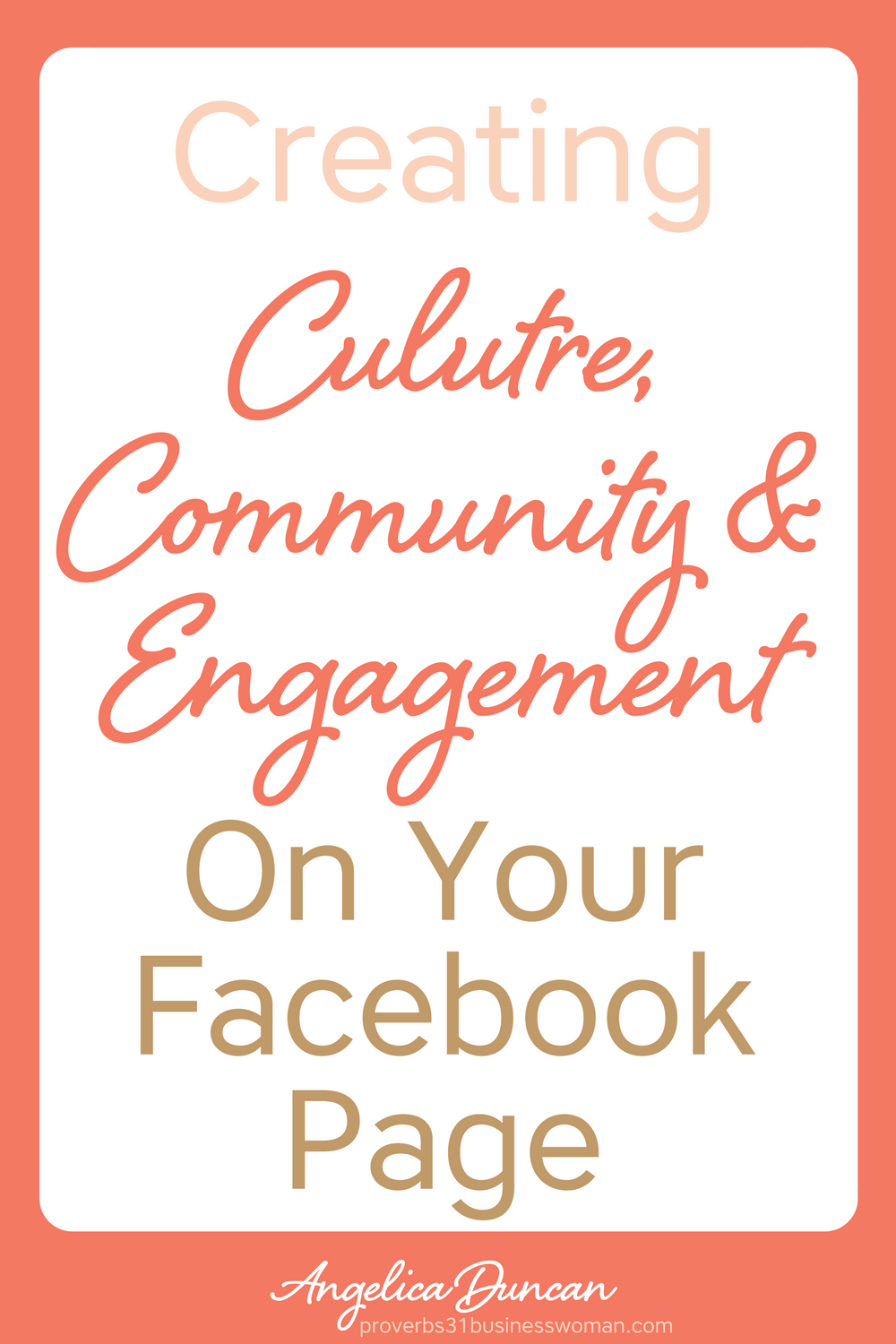 Want to beat the Facebook Algorithm? You can! Just by creating culture, community, and engagement on your Facebook page. It works everytime! Learn how NOW! #facebook #mompreneur #onlinebusiness #wahm #womeninbusiness #christianbusiness #christianwomeninbusiness #christianentrepreneurs #proverbs31 #proverbs31woman #proverbs31businesswoman #proverbs31enrepreneur #p31 #angelicaduncan #silkoversteel #sos